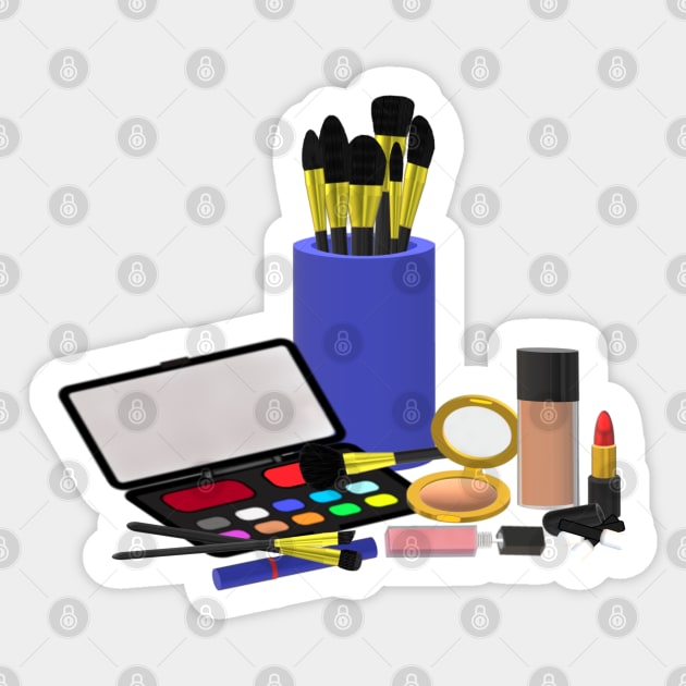 Makeup Collection (Light Shades. Purple Background.) Sticker by Art By LM Designs 